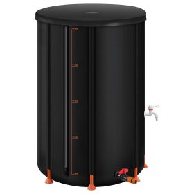 Collapsible Rain Barrel, 100 Gallon Portable Rain Water Collection Barrel, 1000D PVC Rainwater Collection System