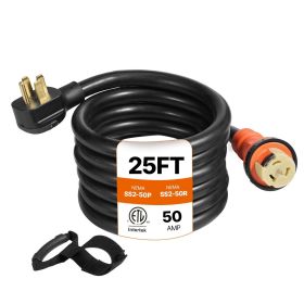 Heavy Duty Generator Cord, 25 Feet Generator Power Cord, 50AMP ETL Listed Cord, 12000 W Cable, NEMA 14-50P Generator Plug, SS2-50R Extension Cord