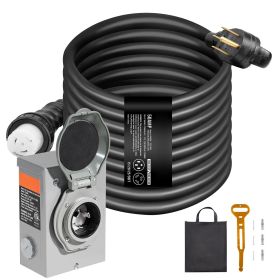 50 Amp Generator Cord and Power Inlet Box Kit, 50FT, NEMA 14-50P/SS2-50R STW 6/3+8/1 AWG Generator Power Cord with Twist Lock Connector